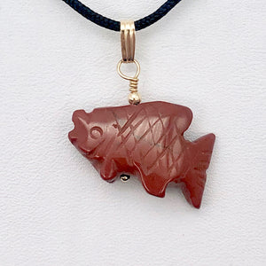 Jasper Koi Fish Pendant Necklace | Semi Precious Stone Jewelry | 14kgf Pendant | - PremiumBead Alternate Image 7