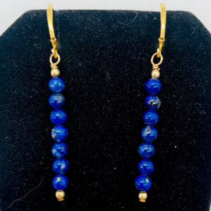Lapis Lazuli and 14K gf Semi Precious Stone Earrings | 4mm Lapis | 2" Long | - PremiumBead Alternate Image 2