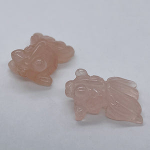 Swim 2 Carved Rose Quartz Goldfish Beads | 20x14x8mm | Pink