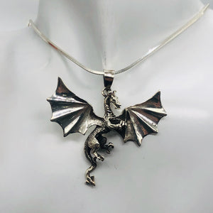 Dragon Sterling Silver Drop/Dangle | 2" Long | Silver | 1 Pendant |