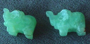 Cute 2 Chrysoprase Carved Elephant Beads | 15x10x7mm | Green - PremiumBead Alternate Image 2