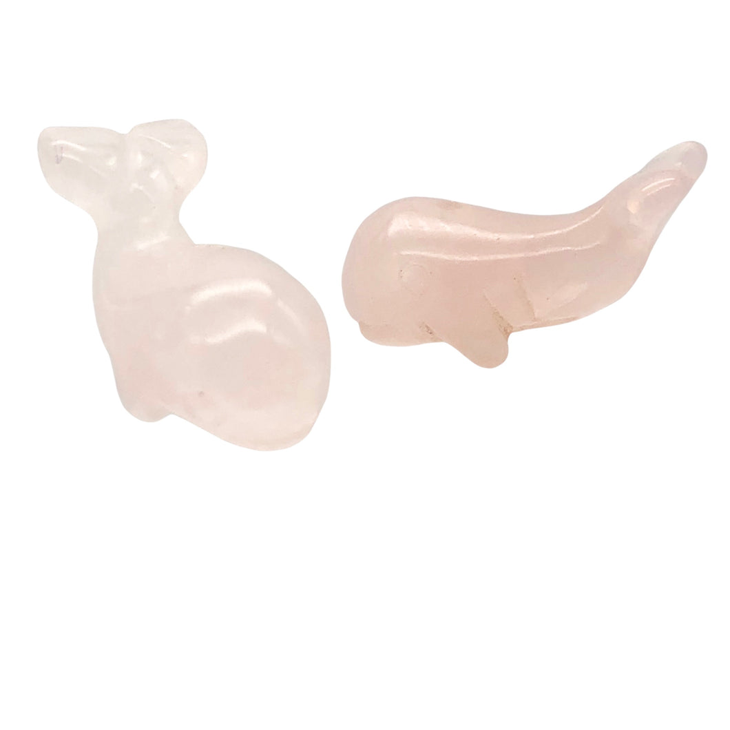 Splash 2 Rose Quartz Whale Beads | 20x13x11mm | Pink