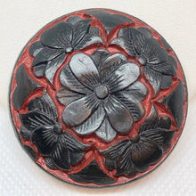 Load image into Gallery viewer, Carved Black Over Red Cinnabar Disc Bead 45mm 7042B | 45x12.5mm | Black/Red - PremiumBead Primary Image 1
