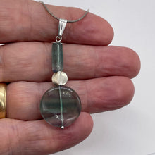 Load image into Gallery viewer, Fluorite Sterling Silver Striped Dangle Pendant | 2&quot; Long | Blue/Purple | 1 |
