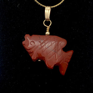 Jasper Koi Fish Pendant Necklace | Semi Precious Stone Jewelry | 14kgf Pendant | - PremiumBead Alternate Image 8