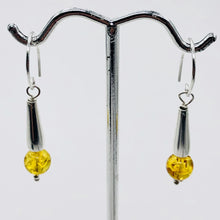 Load image into Gallery viewer, Amber Sterling Silver Bead Earrings | 1 1/2&quot; Long | Yellow | 1 Pair |

