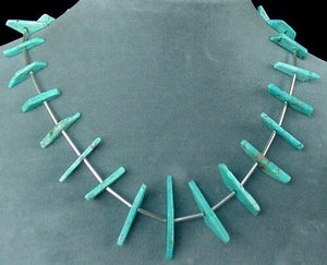 Natural Turquoise Fancy Drop Silver Tube Bead Necklace 200004 - PremiumBead Alternate Image 2