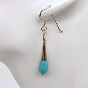Natural Blue Turquoise and Silver Earrings |Turquoise|1.75" (long)| 307404 - PremiumBead Alternate Image 3