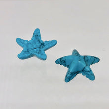 Load image into Gallery viewer, Carved Howlite Starfish Pendant Beads | 19.5x19x5.5mm | Turquoise - PremiumBead Primary Image 1
