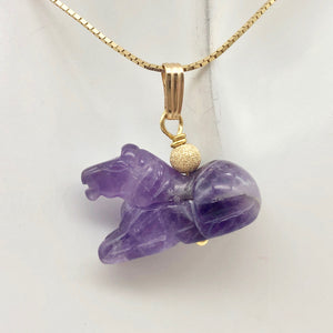 Amethyst Horse Pendant Necklace | Semi Precious Stone Jewelry | 14k Pendant - PremiumBead Alternate Image 5