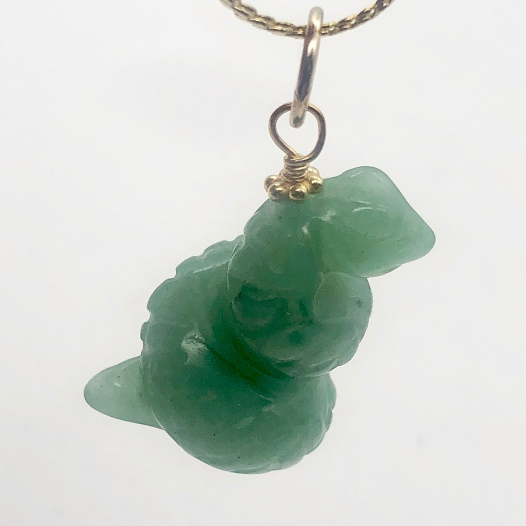 Aventurine Snake Pendant Necklace | Semi Precious Stone Jewelry | 14k Pendant