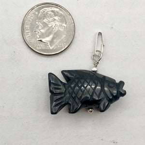 Hematite Koi Fish Pendant Necklace | Semi Precious Stone Jewelry|Silver Pendant - PremiumBead Alternate Image 4