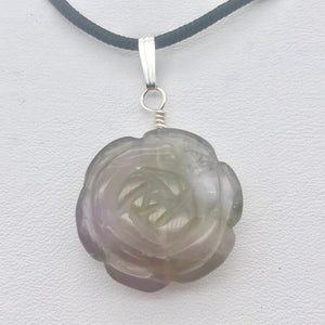 Semi Precious Stone Jewelry Carved Rose Pendant Necklace of Amethyst/Silver - PremiumBead Primary Image 1