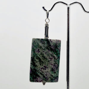 Sparkling Ruby Fuschite Sterling Silver Rectangle Pendant | 35x25mm |