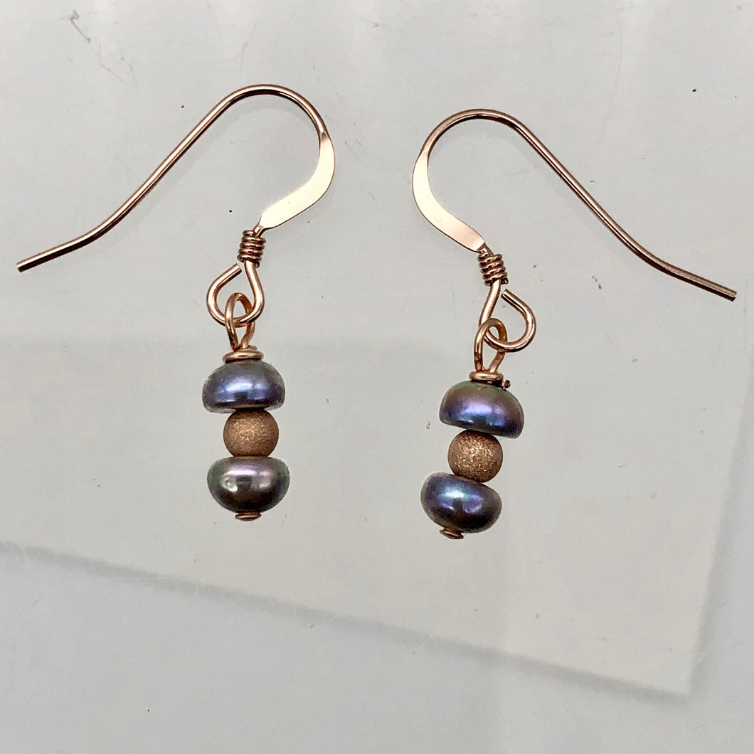 Delicate Rainbow Platinum 14k Rose Gold Filled Pearl Earrings | 7/8 inch drop |