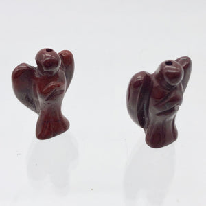2 Hand Carved Brecciated Jasper Guardian Angels | 22x14x8mm | Red - PremiumBead Alternate Image 7