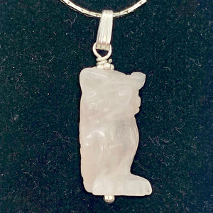 Rose Quartz Owl Pendant Necklace | Semi Precious Stone Jewelry | Sterling Silver - PremiumBead Alternate Image 2