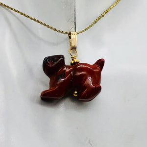 Brecciated Jasper Red Panda Bear 14K Gold Filled Pendant | 1" Long | Red | 1 |