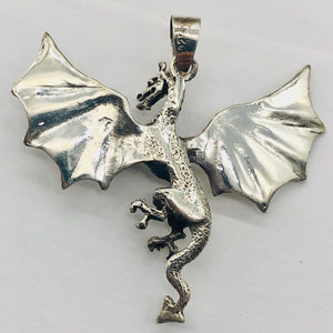 Dragon Sterling Silver Drop/Dangle | 2" Long | Silver | 1 Pendant |