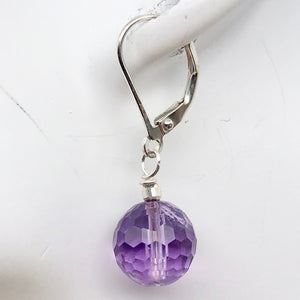 Faceted 10mm Amethyst 925 Sterling Silver Drop/Dangle Lever Back Earrings - PremiumBead Alternate Image 3