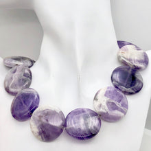 Load image into Gallery viewer, Chevron Amethyst Round Coin Stone | 30x7mm | Purple White | 6 Bead(s)
