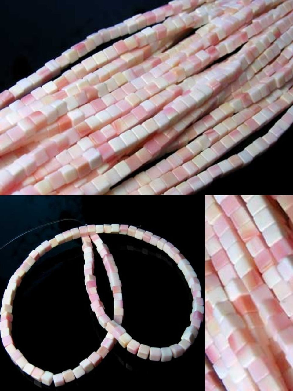 Rare Pink Conch Shell 4mm Cube Bead Strand 109836 - PremiumBead Primary Image 1