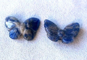 Flutter 2 Carved Sodalite Butterfly Beads | 18x21x5mm | Blue white - PremiumBead Alternate Image 6