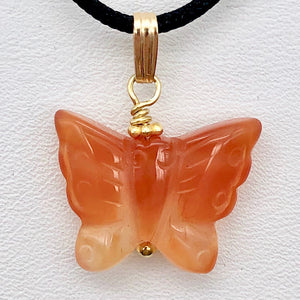 Carnelian Agate Butterfly Pendant Necklace | Semi Precious Stone |14k gf Pendant - PremiumBead Primary Image 1