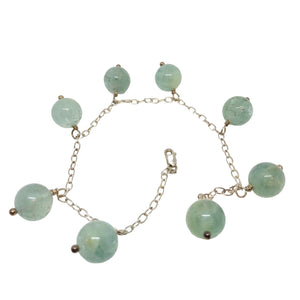 Blue/Green Aquamarine & Sterling Silver Bracelet 405213A