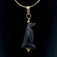 Load image into Gallery viewer, Blue Gold Stone Hand Carved Penguin &amp; 14Kgf Pendant| 1 3/8&quot; Long| Blue Spark | - PremiumBead Alternate Image 2
