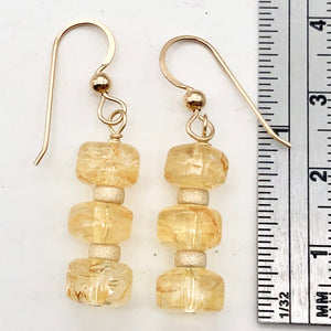 Fine Citrine Wheel Bead 14K Gold Filled Earrings | 1 1/2" Long |