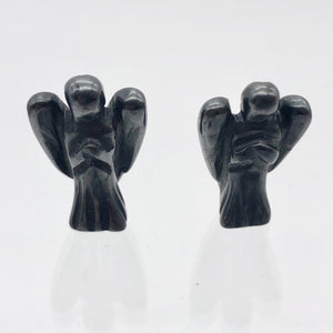 2 Loving Hand Carved Hematite Guardian Angels | 21x14x8mm | Graphite - PremiumBead Alternate Image 3
