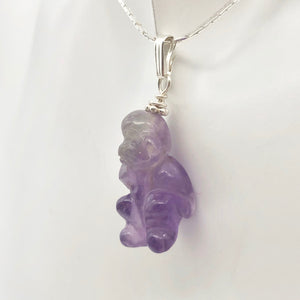 Swingin' Hand Carved Amethyst Monkey and Sterling Silver Pendant 509270AMS - PremiumBead Alternate Image 6