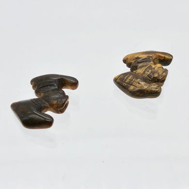 2 Hand Carved Tiger's Eye Bat Beads | 20x12.5x5mm | Golden Brown - PremiumBead Primary Image 1