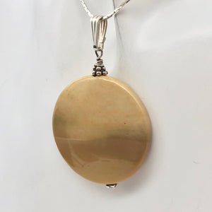 Natural Golden Mookaite Coin w/ Sterling Silver Pendant | 36mm | 2.19" Long - PremiumBead Alternate Image 6