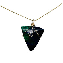 Load image into Gallery viewer, Bloodstone 14K Gold Filled Wire Wrapped Trilliant Gem | 1 1/2&quot; Long | Red Green|
