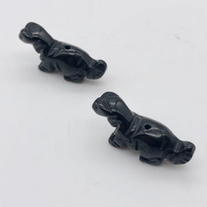 Dinosaur 2 Carved Obsidian Diplodocus Beads | 25x11.5x7.5mm | Black - PremiumBead Alternate Image 8