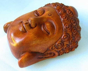 Serenity Carved Buddha Boxwood Ojime/Netsuke Bead | 45x34x21.5mm | Brown - PremiumBead Alternate Image 2