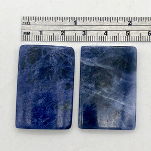 Natural Sodalite Pendant Beads | 38x25mm | Blue | Rectangle | 2 beads | - PremiumBead Primary Image 1