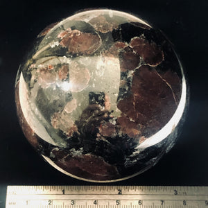 Astrophyllite Garnet Scry Sphere Round | 3" | Red/Black | 1 Sphere |