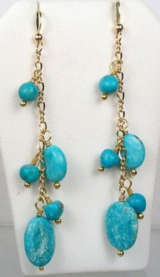 Natural Kingman #1 USA Turquoise with 22K Vermeil Earrings 302192A - PremiumBead Primary Image 1