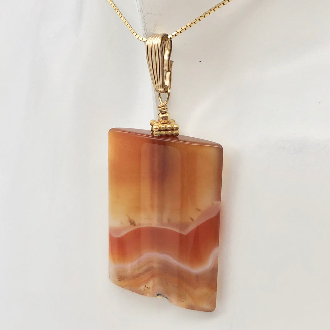 Hand Carved Carnelian Agate and 14K Gold Filled 2 1/8