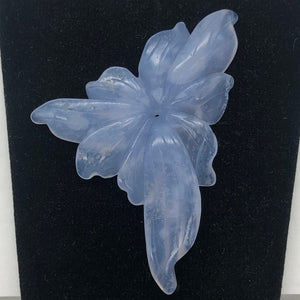 38.2cts Exquisitely Hand Carved Blue Chalcedony Flower Pendant Bead - PremiumBead Alternate Image 6