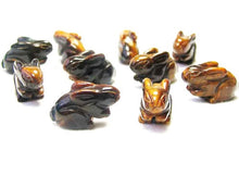 Load image into Gallery viewer, Hoppy 2 Hand Carved Tigereye Bunny Rabbit Beads | 22x12x10m | Golden Brown - PremiumBead Primary Image 1
