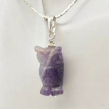 Load image into Gallery viewer, Amethyst Hand Carved Hooting Owl &amp; Sterling Silver 1 3/8&quot; Long Pendant 509297AMS - PremiumBead Primary Image 1
