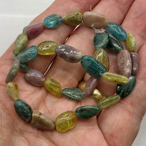 Tourmaline, Apatite Nugget Beads| 12x6mm | Green Blue Purple | 32 Bead Strand |