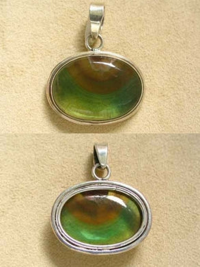 Beautiful Natural Multi-Color Oval Fluorite & Sterling Silver Pendant 5860 - PremiumBead Primary Image 1