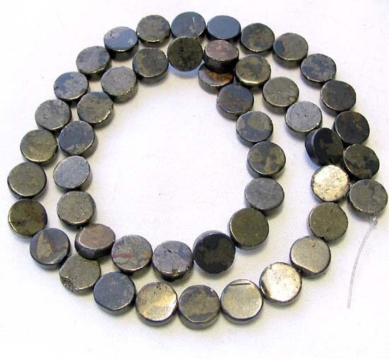 8 Aztec Gold Pyrite 8mm Coin Beads 009104 - PremiumBead Primary Image 1
