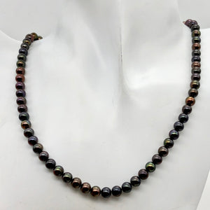 Dramatic Rainbow Red Cocoa Freshwater Pearl 14Kgf Necklace | 16 Inch |