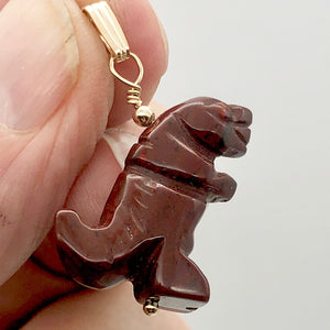 Red Jasper T- Rex Pendant Necklace|Semi Precious Stone Jewelry| 14k gf Pendant | - PremiumBead Alternate Image 4